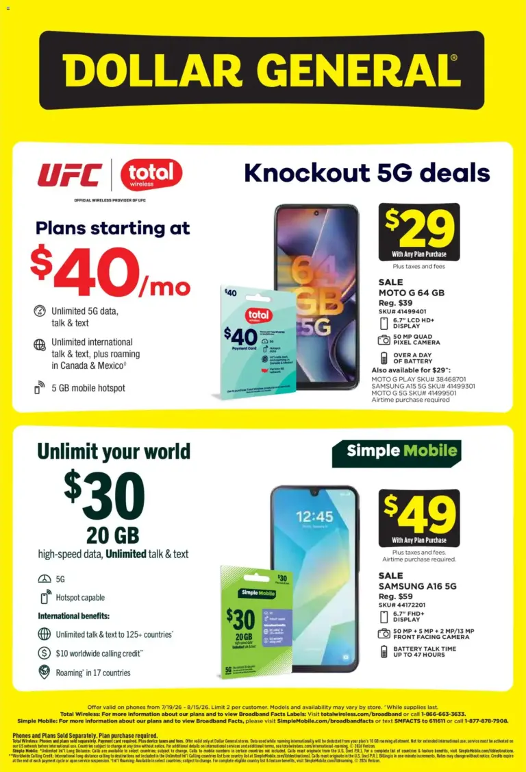 Dollar General Wireless Deals 07/19 08/15 2026
