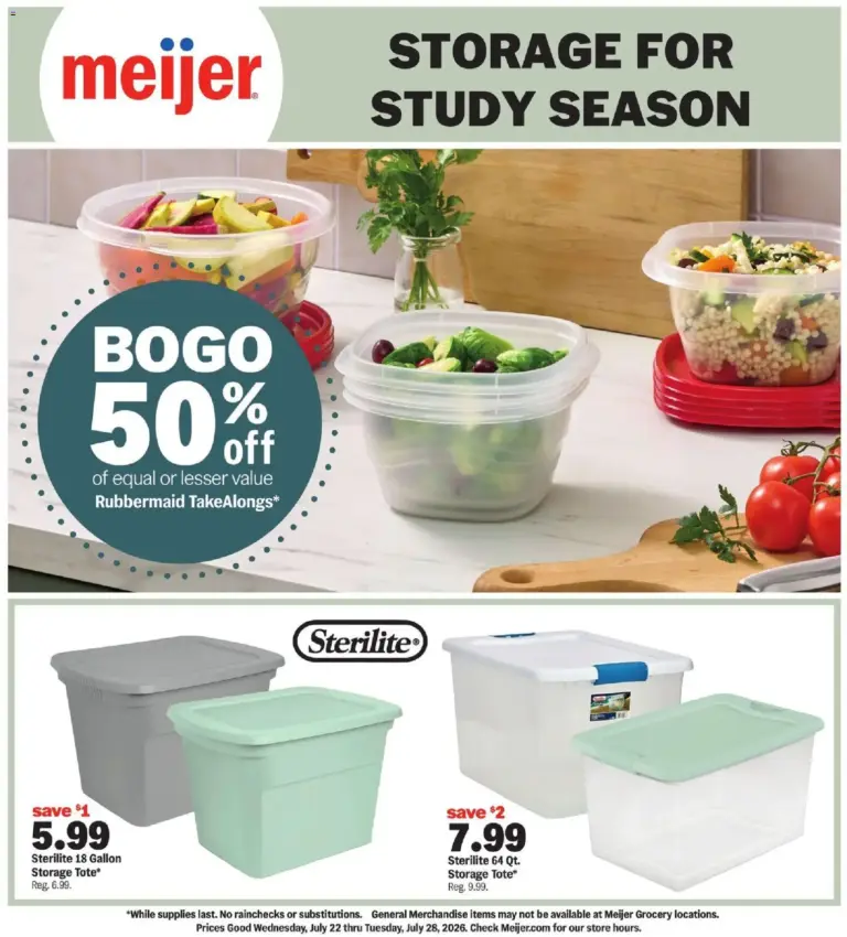 Meijer Storage for Study Season 07/22 07/28 2026