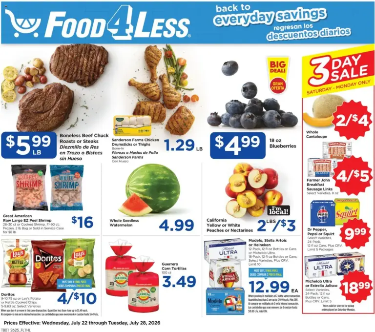 Food 4 Less Weekly Ad 07/22 07/28 2026