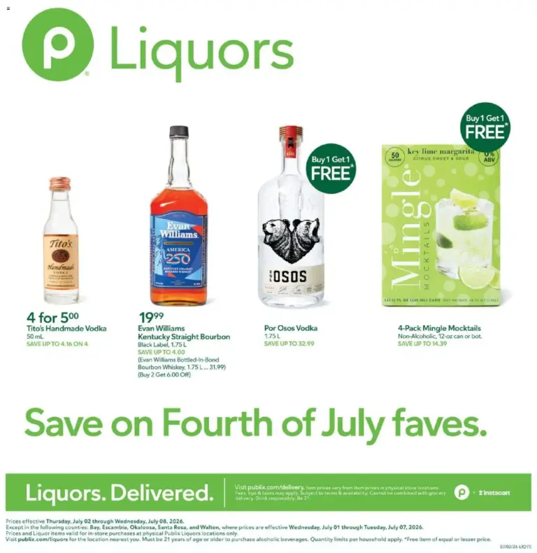 Publix Liquor Ad 07/02 07/08 2026
