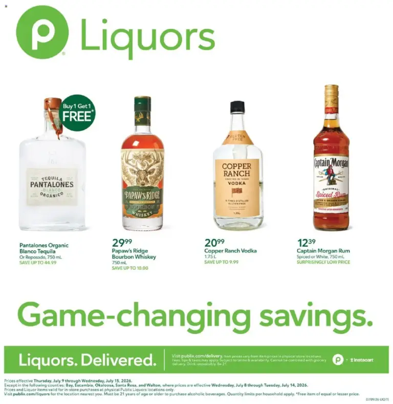 Publix Liquor Ad 07/09 07/15 2026