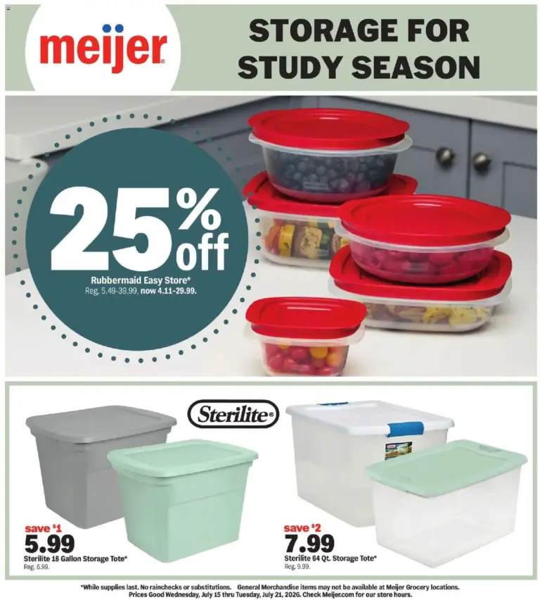 Meijer Storage for Study Season 07/15 07/21 2026