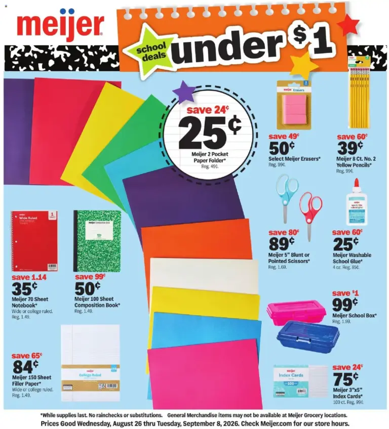 Meijer Back to School Deals 08/26 - 09/08 2026