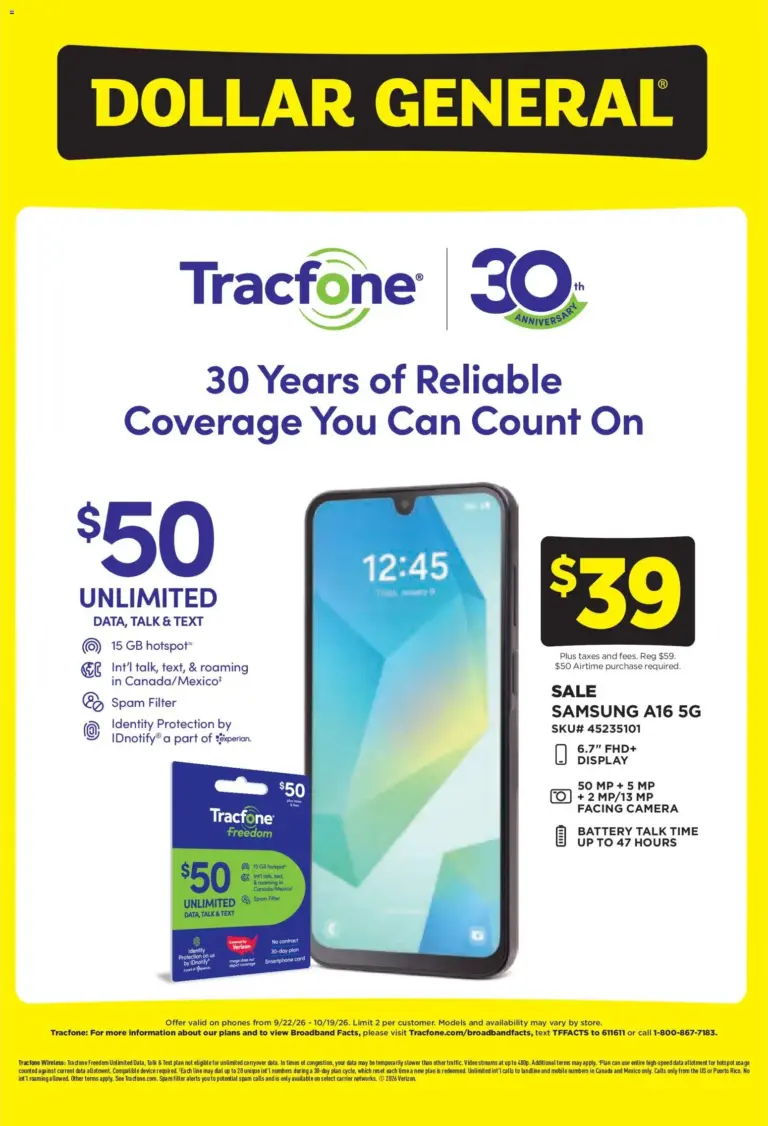 Dollar General Wireless Deals 09/22 - 10/19 2026