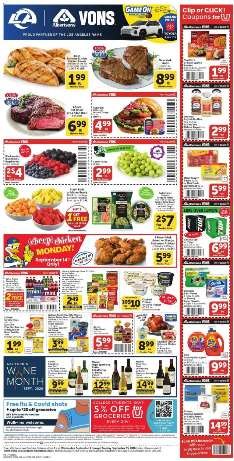Vons Weekly Ad 09/09 - 09/15 2026