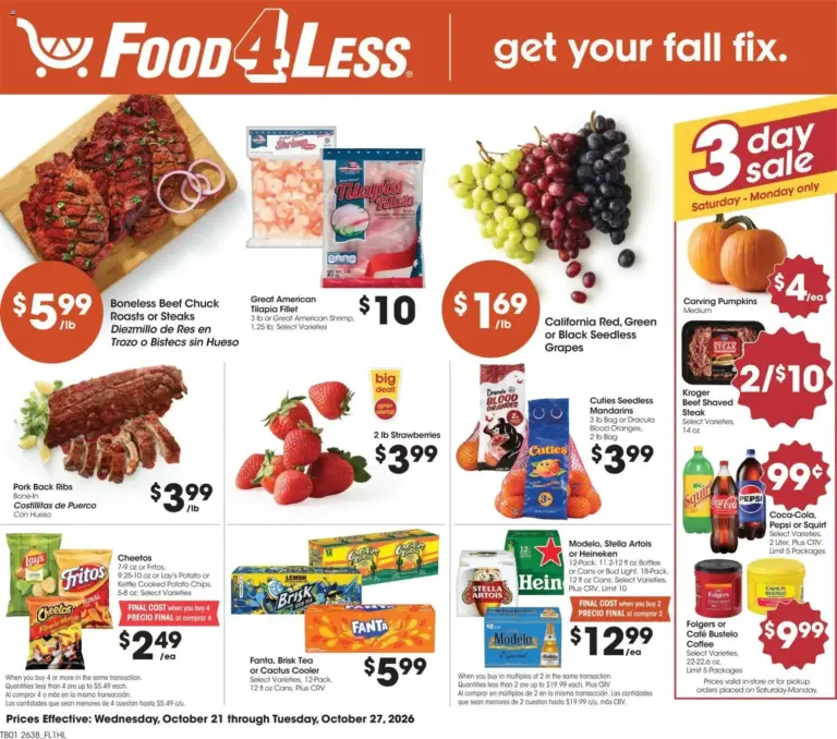Food 4 Less weekly ad page 1 10/21/2026 - 10/27/2026