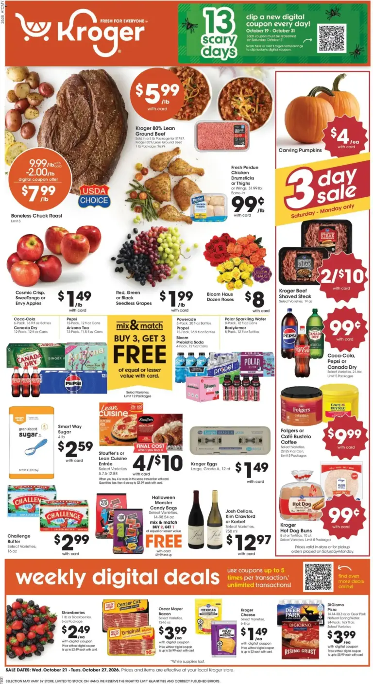 Kroger weekly ad page 1 10/21/2026 - 10/27/2026