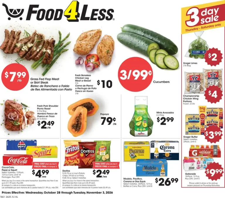 Food 4 Less weekly ad page 1 10/28/2026 - 11/03/2026