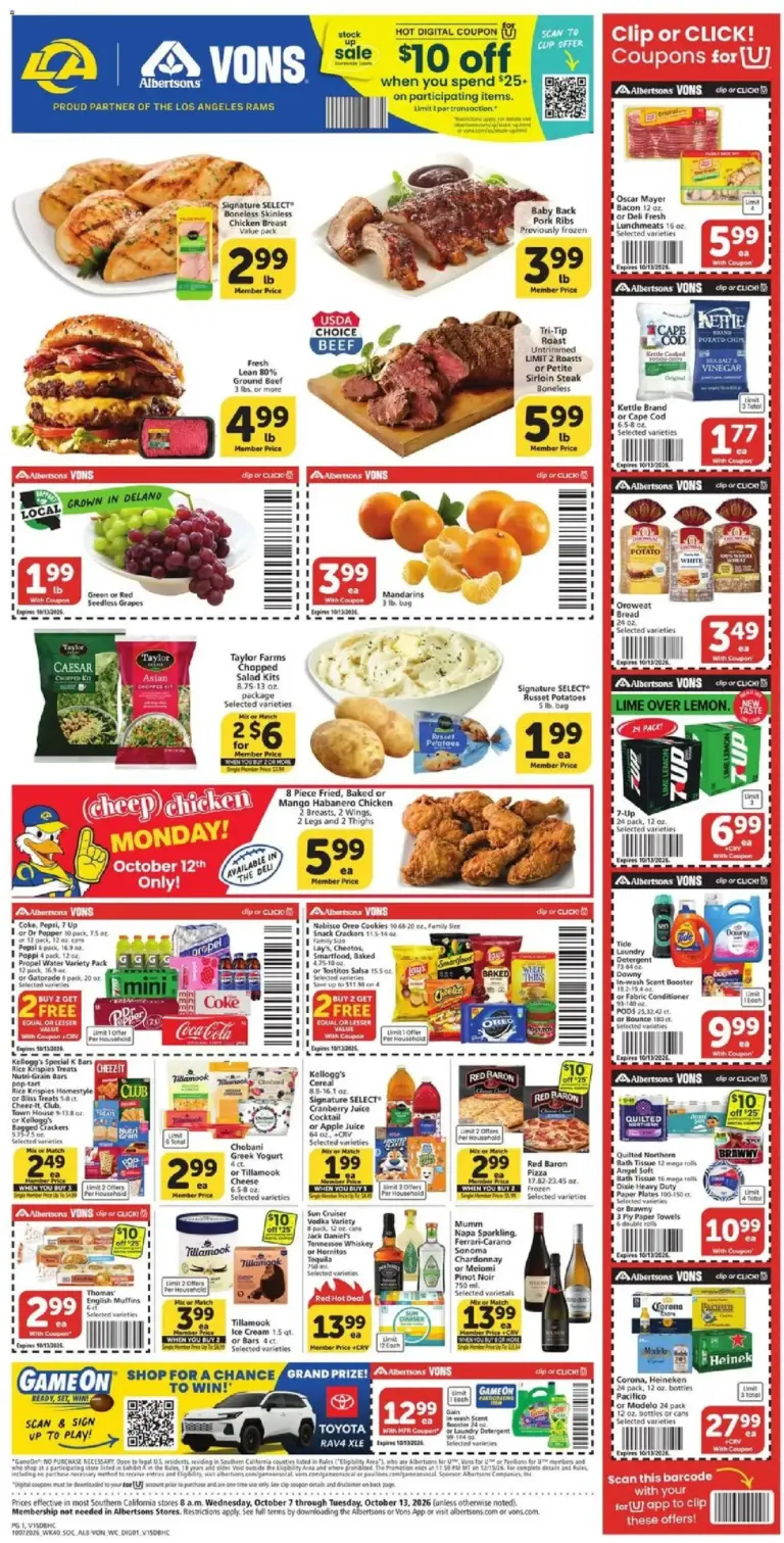 Vons weekly ad page 1 10/07/2026 - 10/13/2026