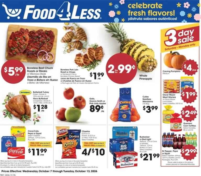 Food 4 Less weekly ad page 1 10/07/2026 - 10/13/2026