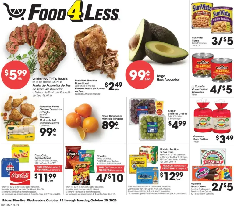 Food 4 Less weekly ad page 1 10/14/2026 - 10/20/2026